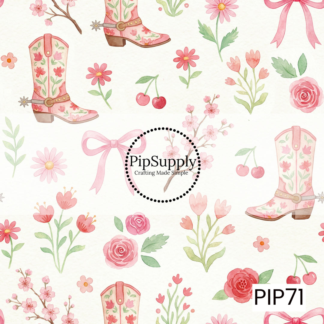 PIP71 - Floral Cowgirl Boots