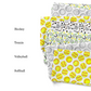PIP Supply sports collection fabric swatches with pattern names.