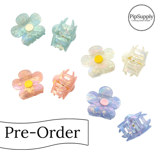 PRE-ORDER Flower Petals Iridescent Acrylic Claw Clips (estimated to ship the week of May 27th
