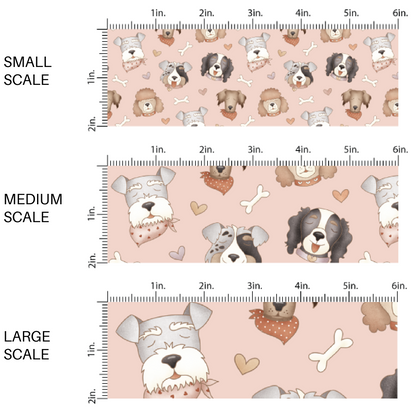 Puppies, Dog Bones, and Hearts on Pale Pink Valentine's Day Fabric by the Yard scaled image guide.