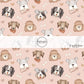 Puppies, Dog Bones, and Hearts on Pale Pink Valentine's Day Fabric by the Yard.