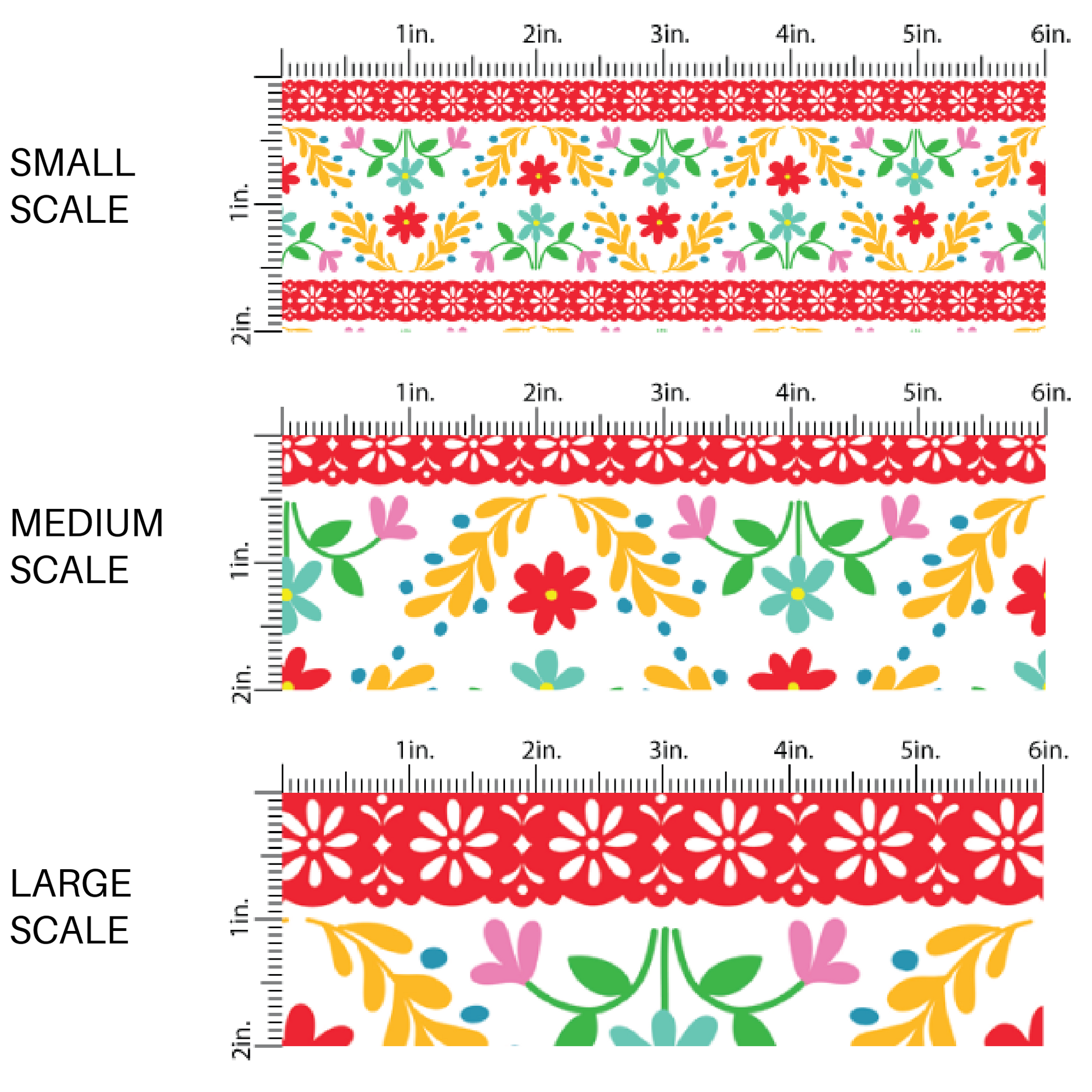 Multi-Colored Floral Papel Picado Fabric by the Yard scaled image guide.