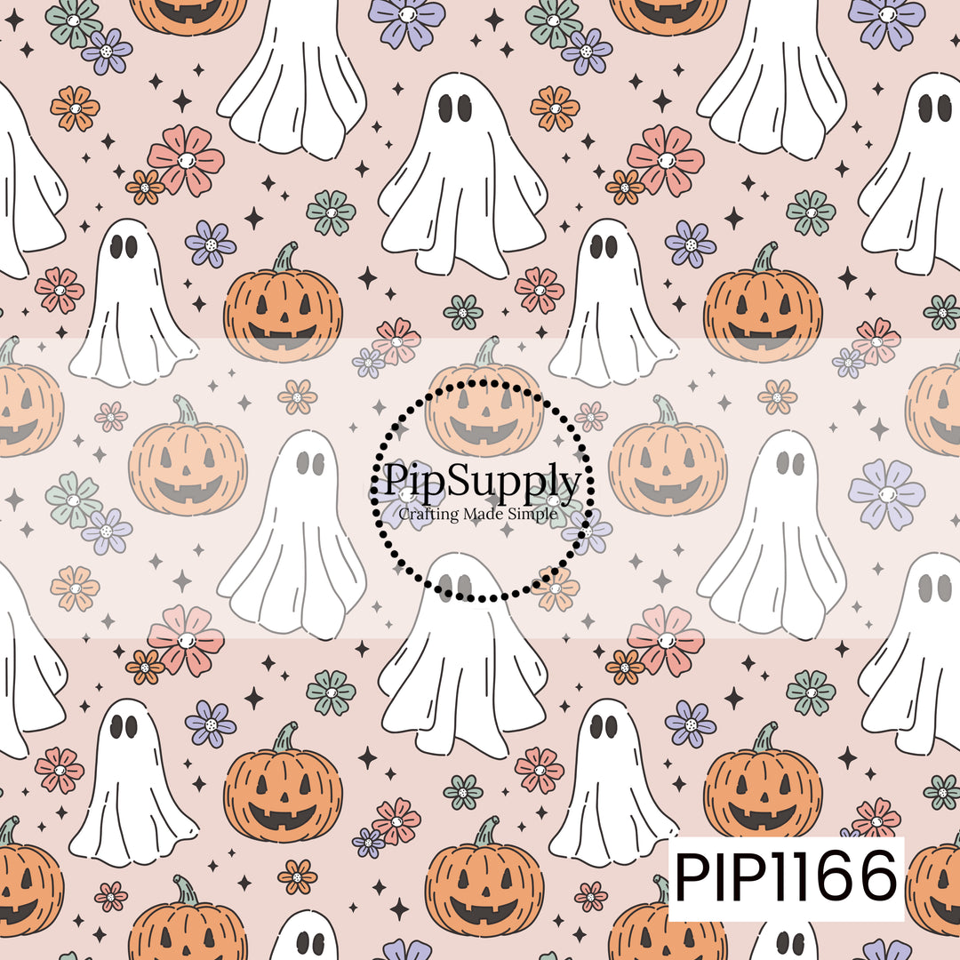 PIP1166 - Cute Ghosts And Pumpkins Soft Pink