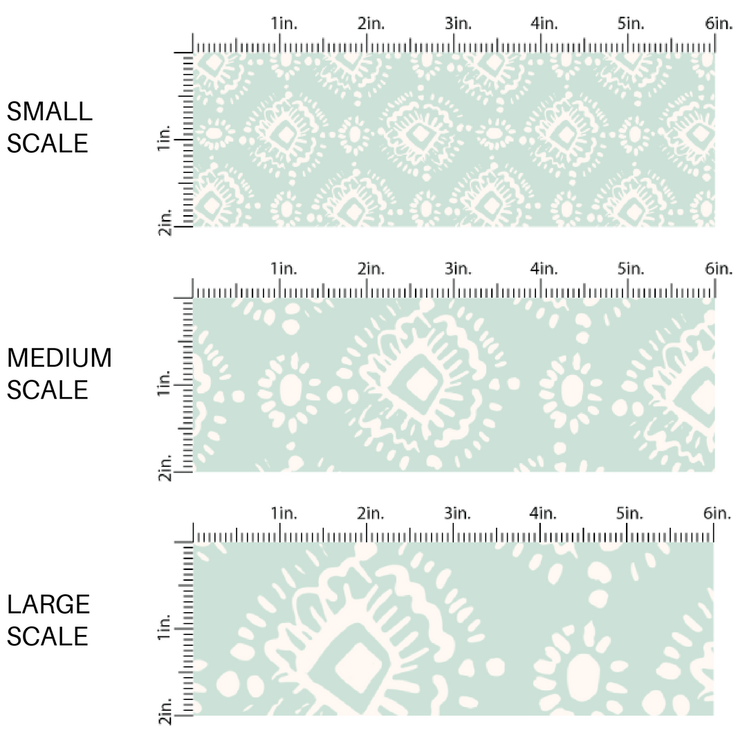 White Ikat on Pastel Aqua Fabric by the Yard scaled image guide.