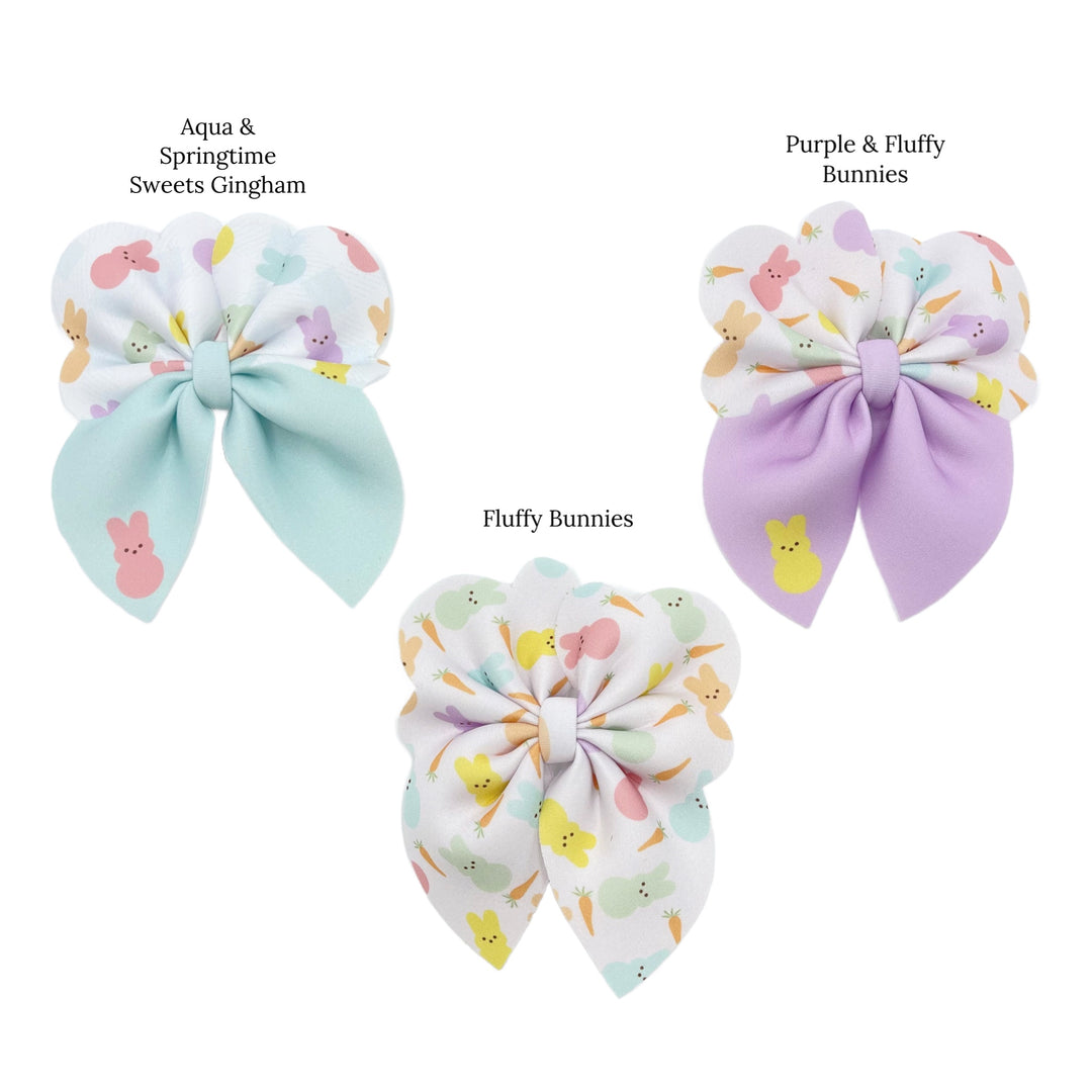 carrots and fluffy bunnies designs for neoprene hand cut hair bows