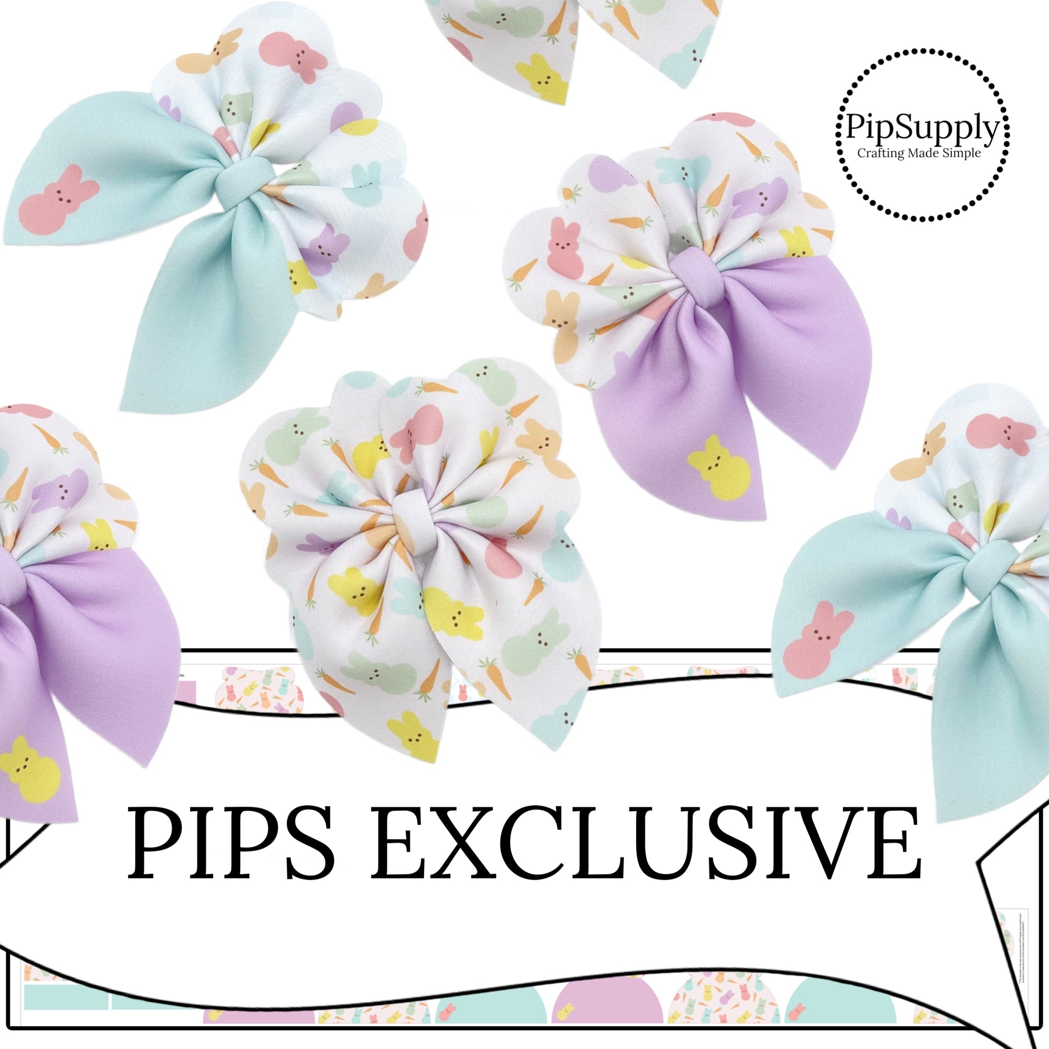 Pastel Candy Bunny Neoprene Hand Cut Bow Strips - Pastel Bunnies Shapes ...