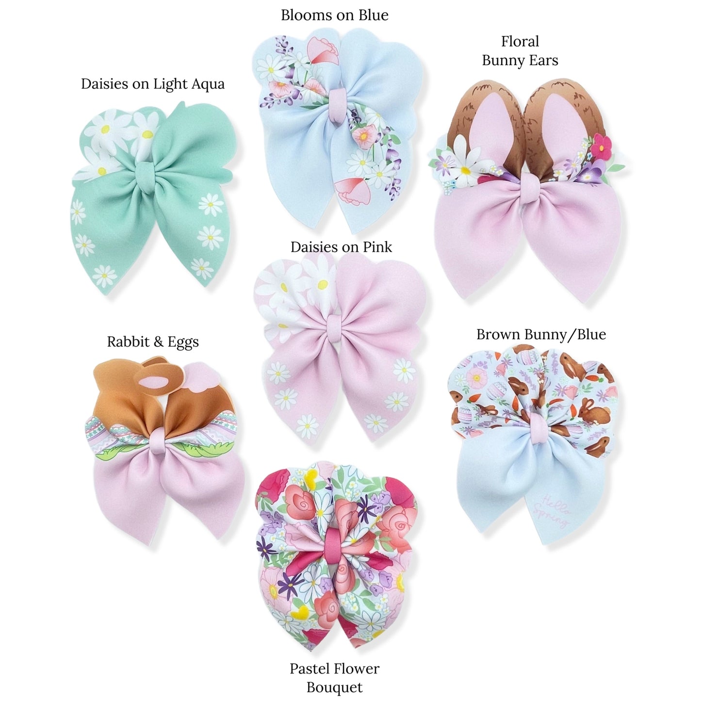 spring patterns available for hand cut neoprene hair bows
