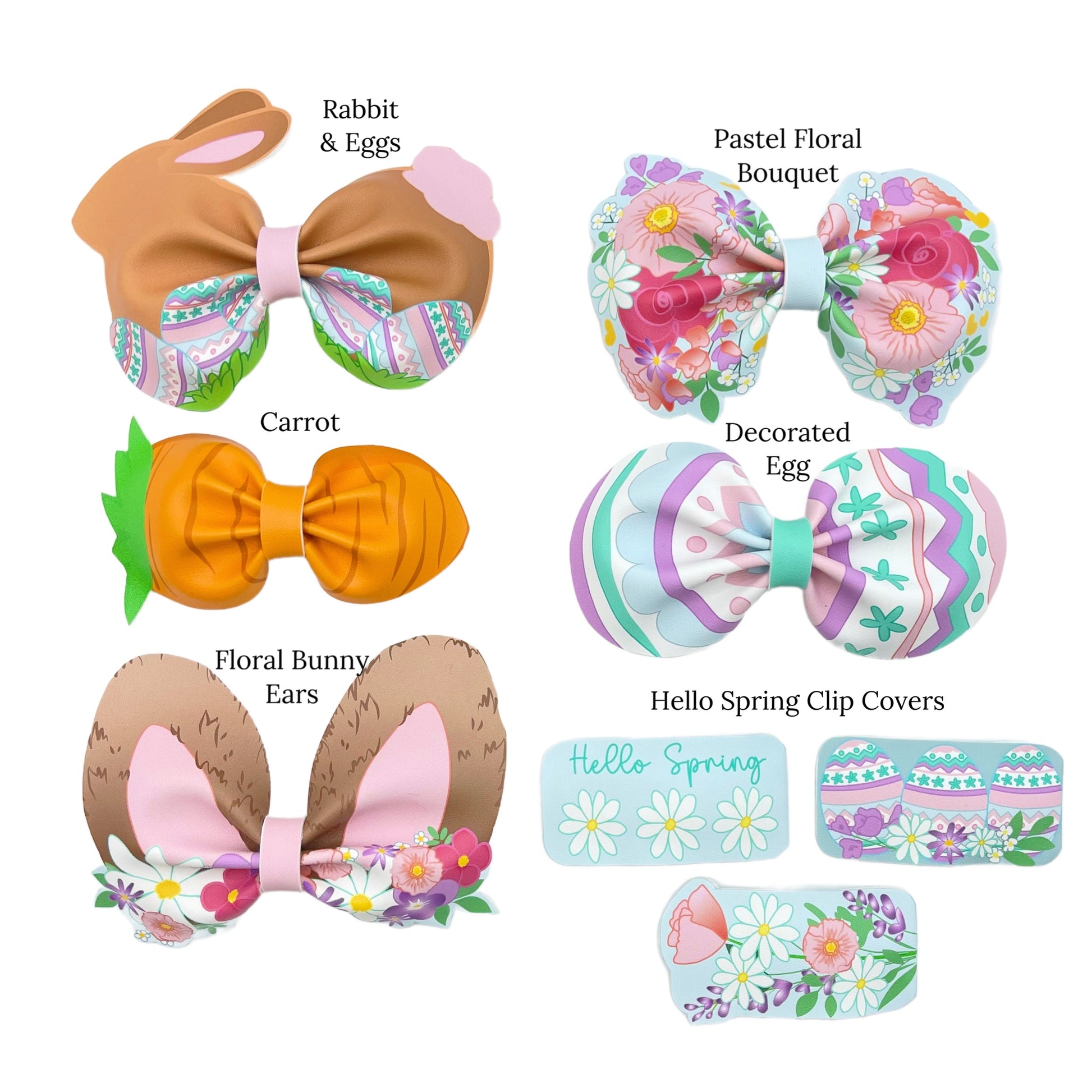 easter themed patterns to choose from for diy faux leather hair bows