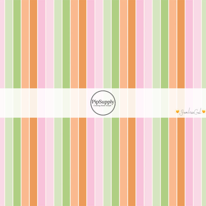 This stripe fabric by the yard features pastel colored stripes. This fun themed fabric can be used for all your sewing and crafting needs!