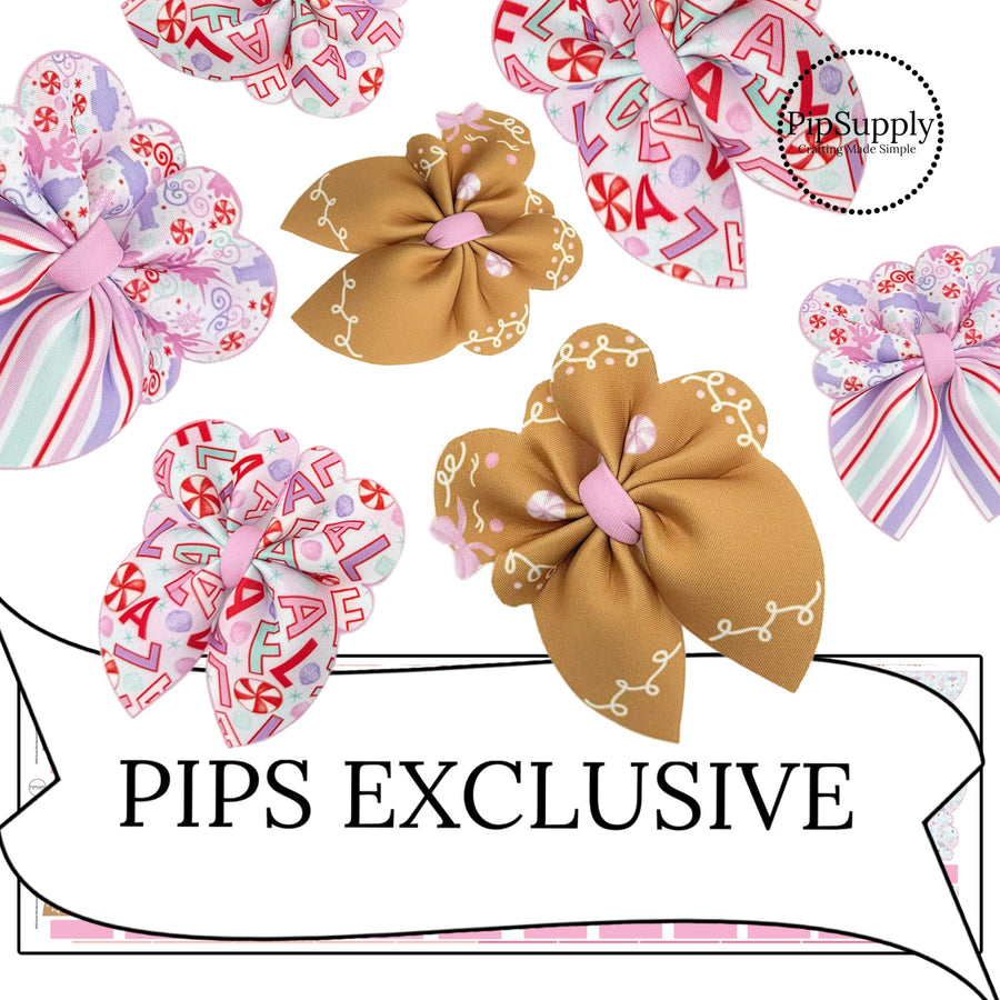 pastel fa la la and nutcracker themed diy neoprene hand cut hair bows