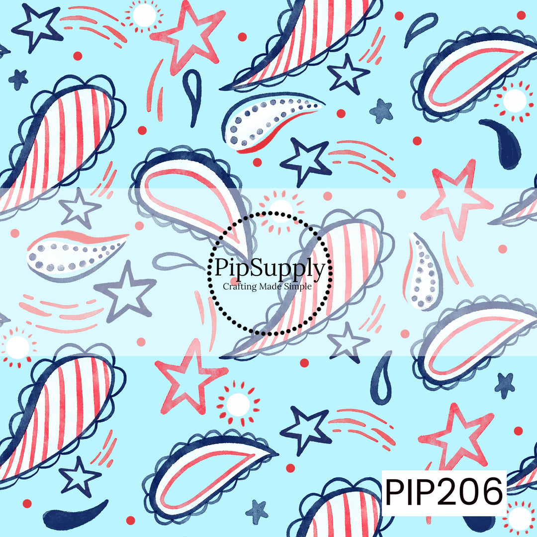 PIP206 - Patriotic Posies Paisley Blue