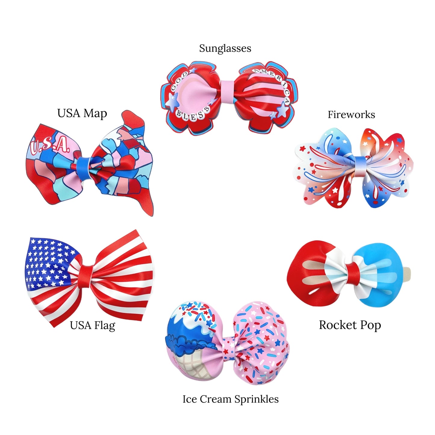 different patterns for patriotic celebration faux leather diy bows