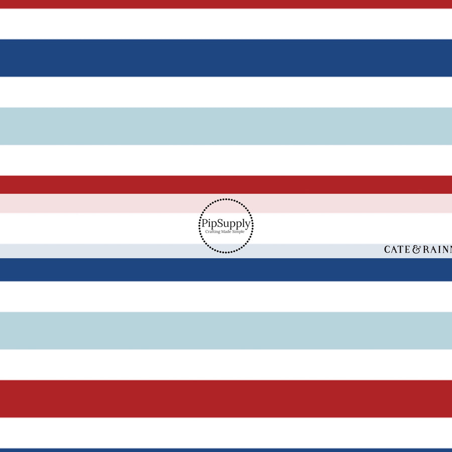 Red, White, and Blue Striped Patriotic Fabric by the Yard.