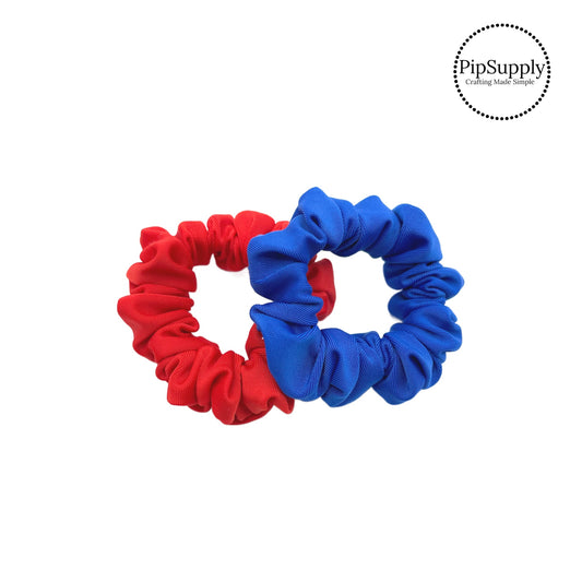 red and blue narrow swimsuit scrunchies