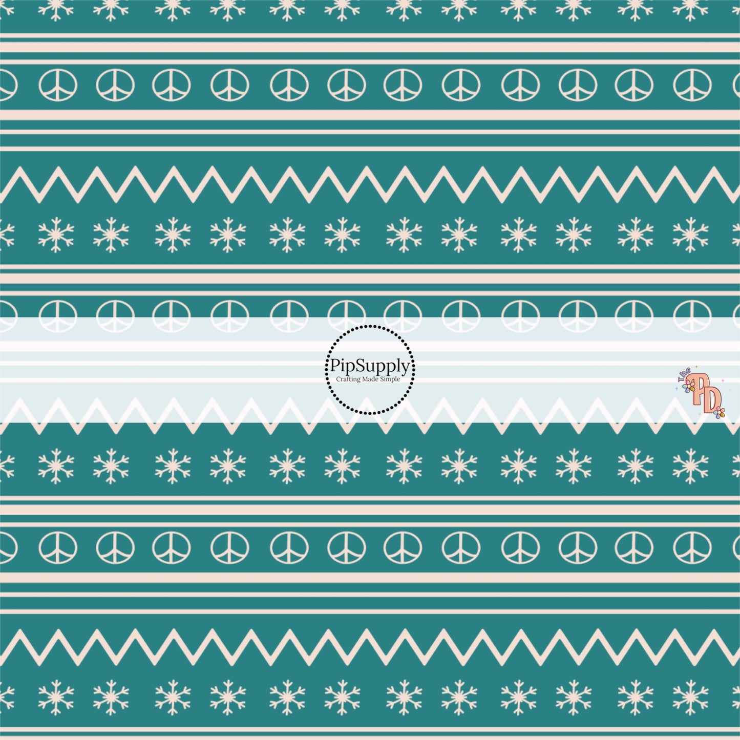 Turquoise Blue and cream fair isle winter sweater printed fabric by the yard.