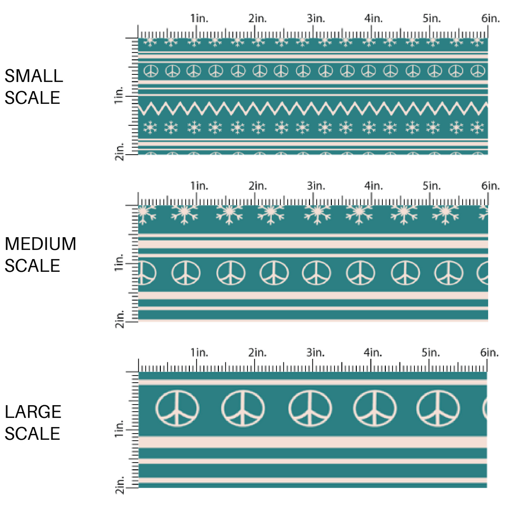 Turquoise Blue and cream fair isle winter sweater printed fabric by the yard scaled image guide.