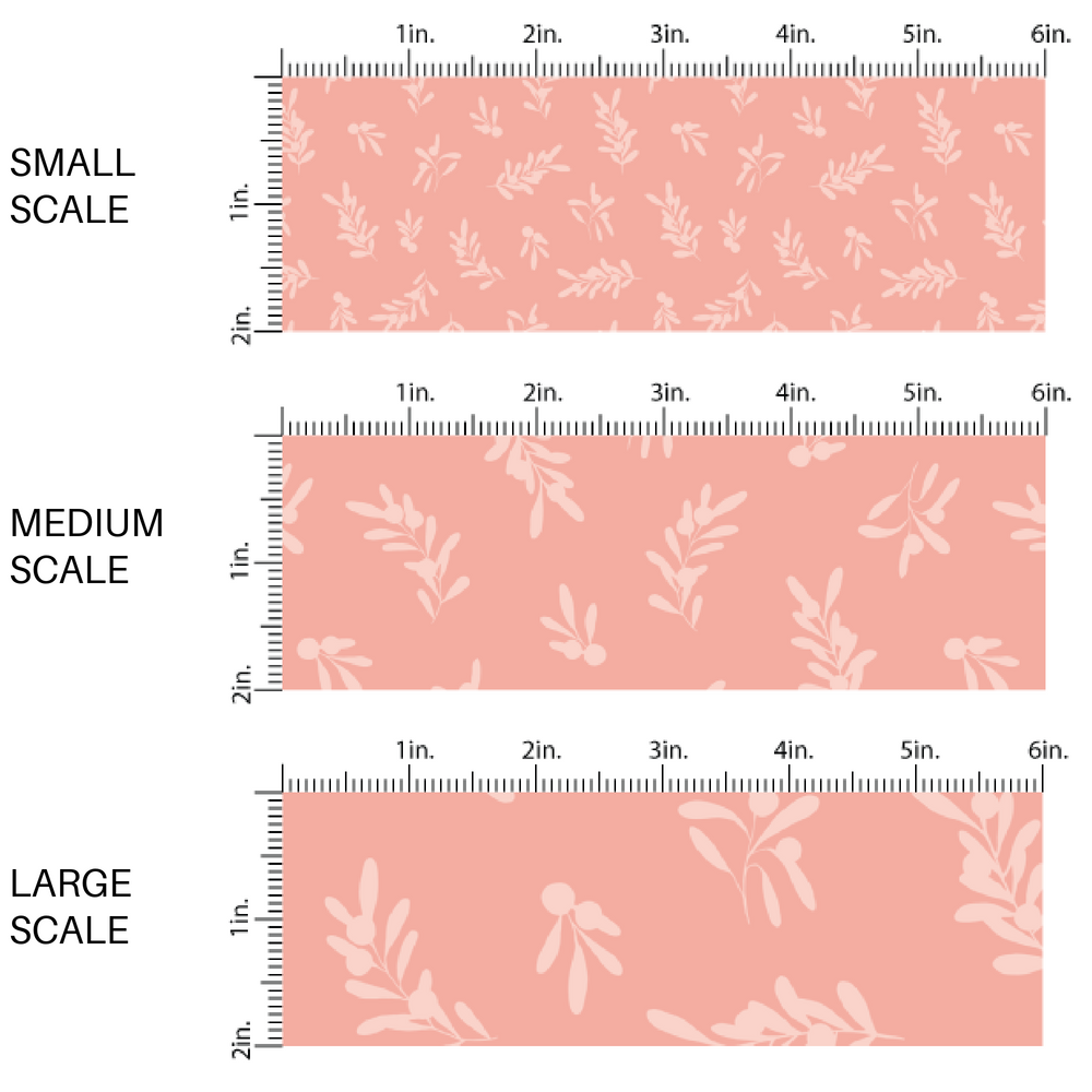 Peach fabric by the yard scaled image guide with holly leaves.