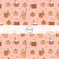 These fall pumpkin themed cream fabric by the yard features pumpkin spice cups surrounded by pumpkins. This fun fall themed fabric can be used for all your sewing and crafting needs! 