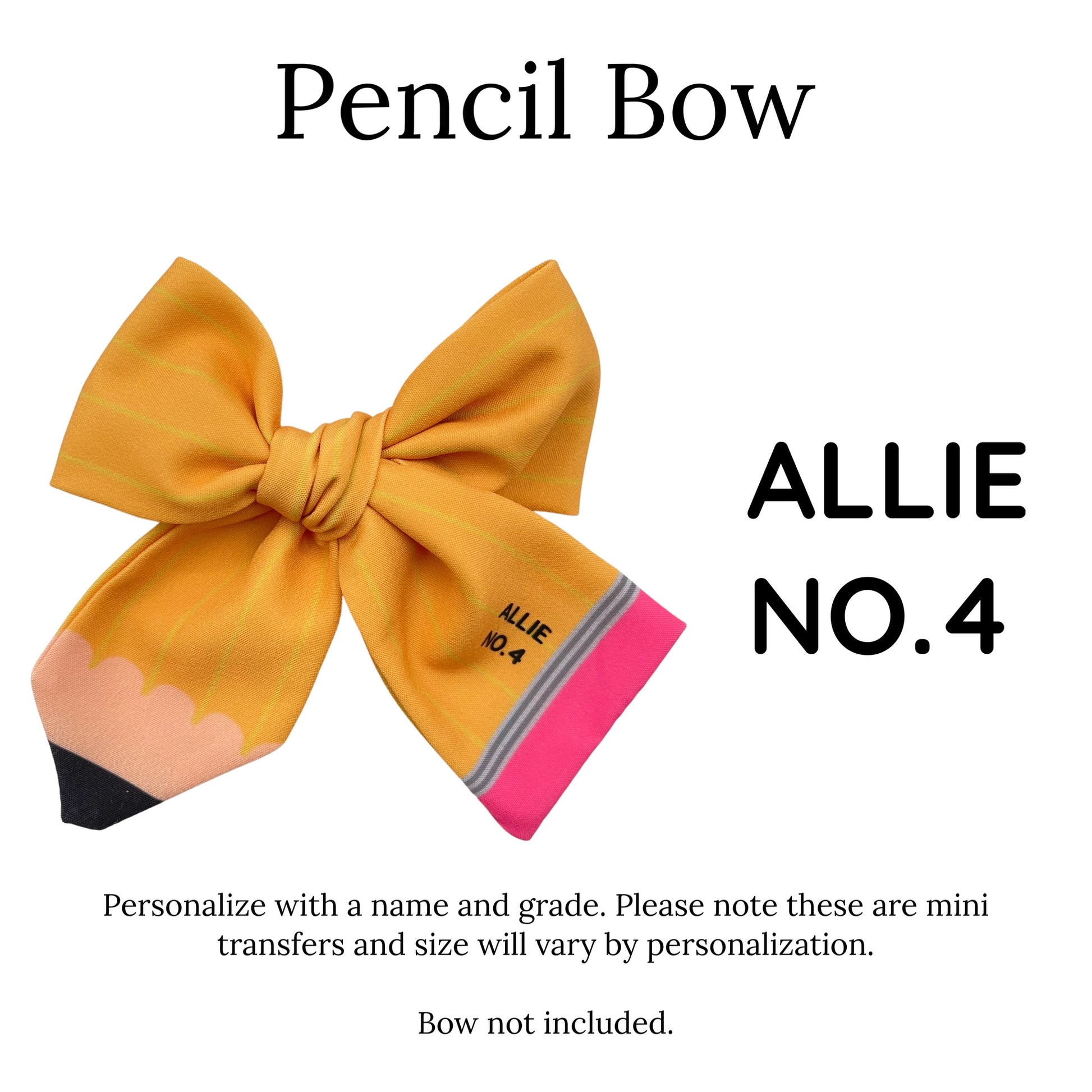 Back to School Personalized Pencil Hair Bow 