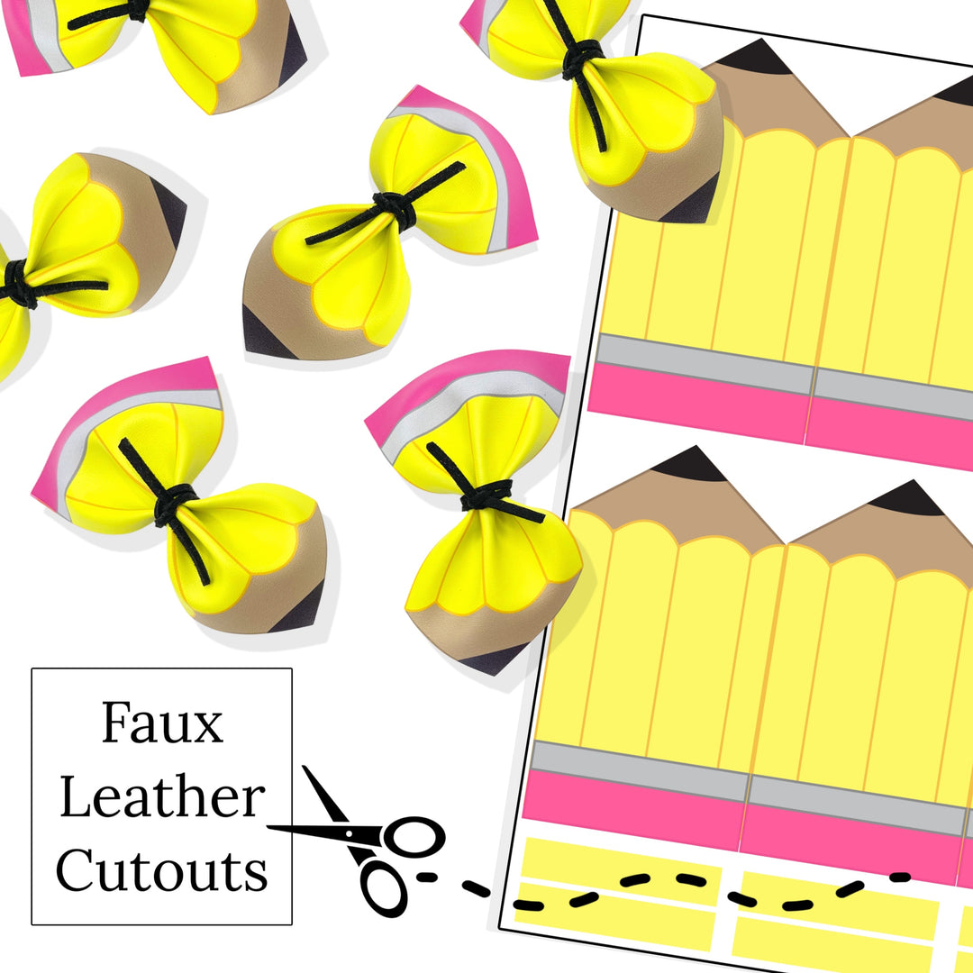 Pencil Faux Leather Hair Bows and DIY Craft Cutouts