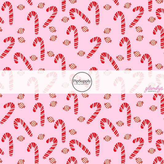 Peppermints on Pink Fabric By The Yard