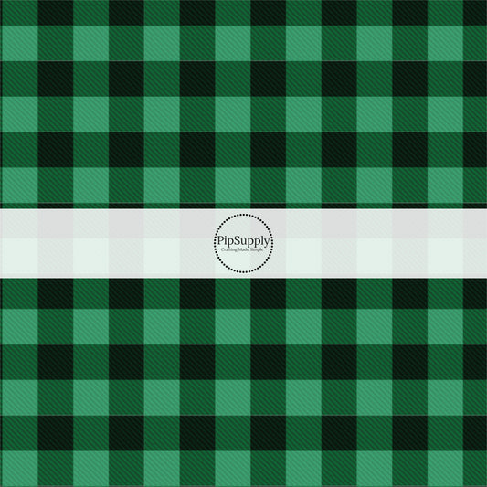 Phthalo Green plaid print fabric by the yard.