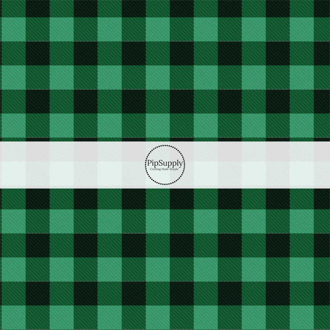 Phthalo Green plaid print fabric by the yard.