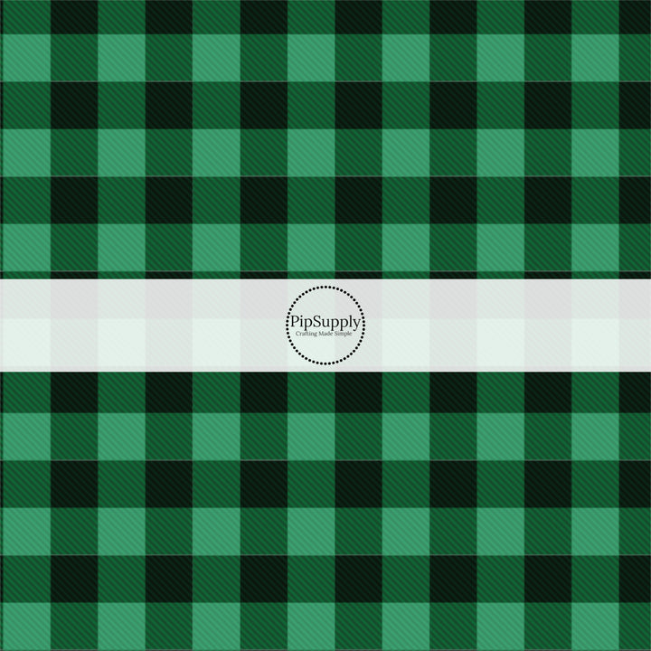 Phthalo Green plaid print fabric by the yard.