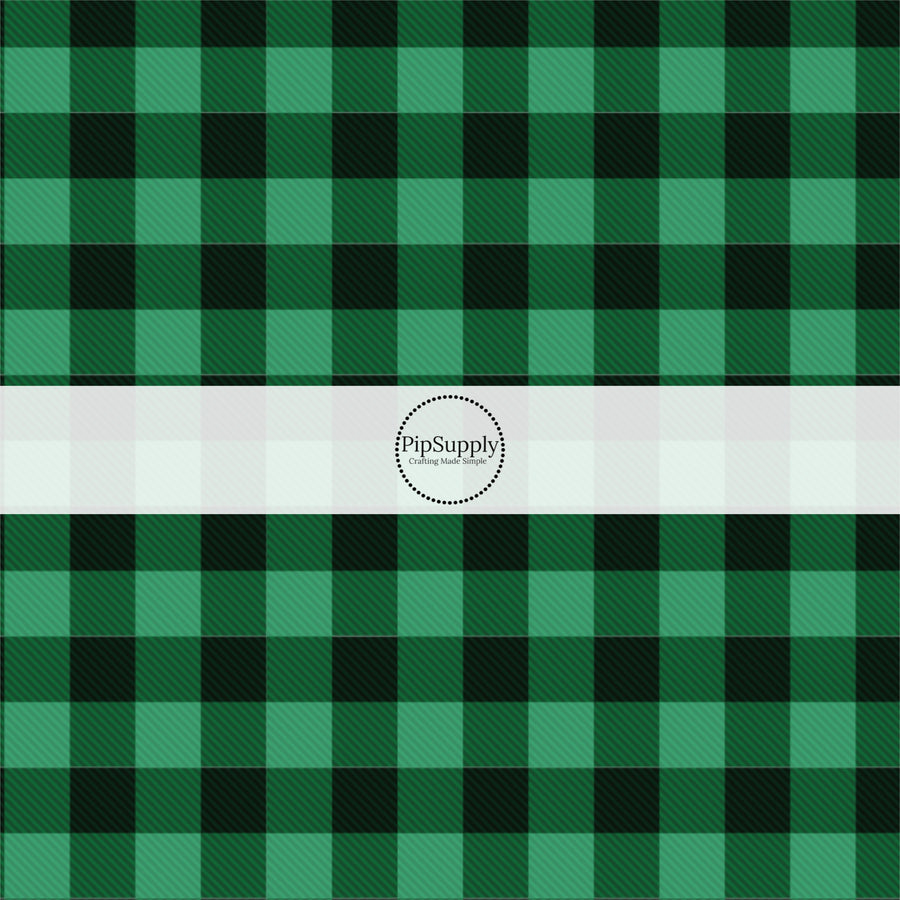 Phthalo Green plaid print fabric by the yard.