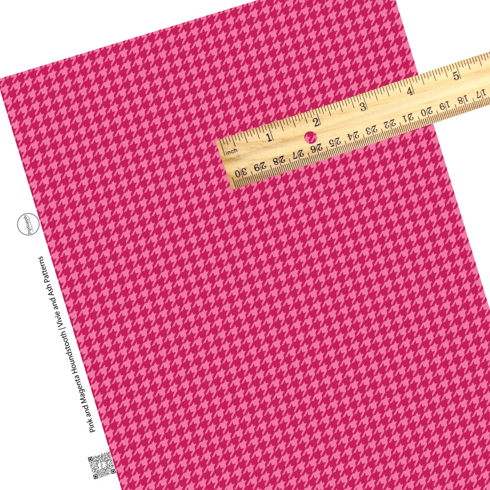 These Valentine's pattern themed faux leather sheets contain the following design elements: pink and magenta houndstooth pattern. Our CPSIA compliant faux leather sheets or rolls can be used for all types of crafting projects.