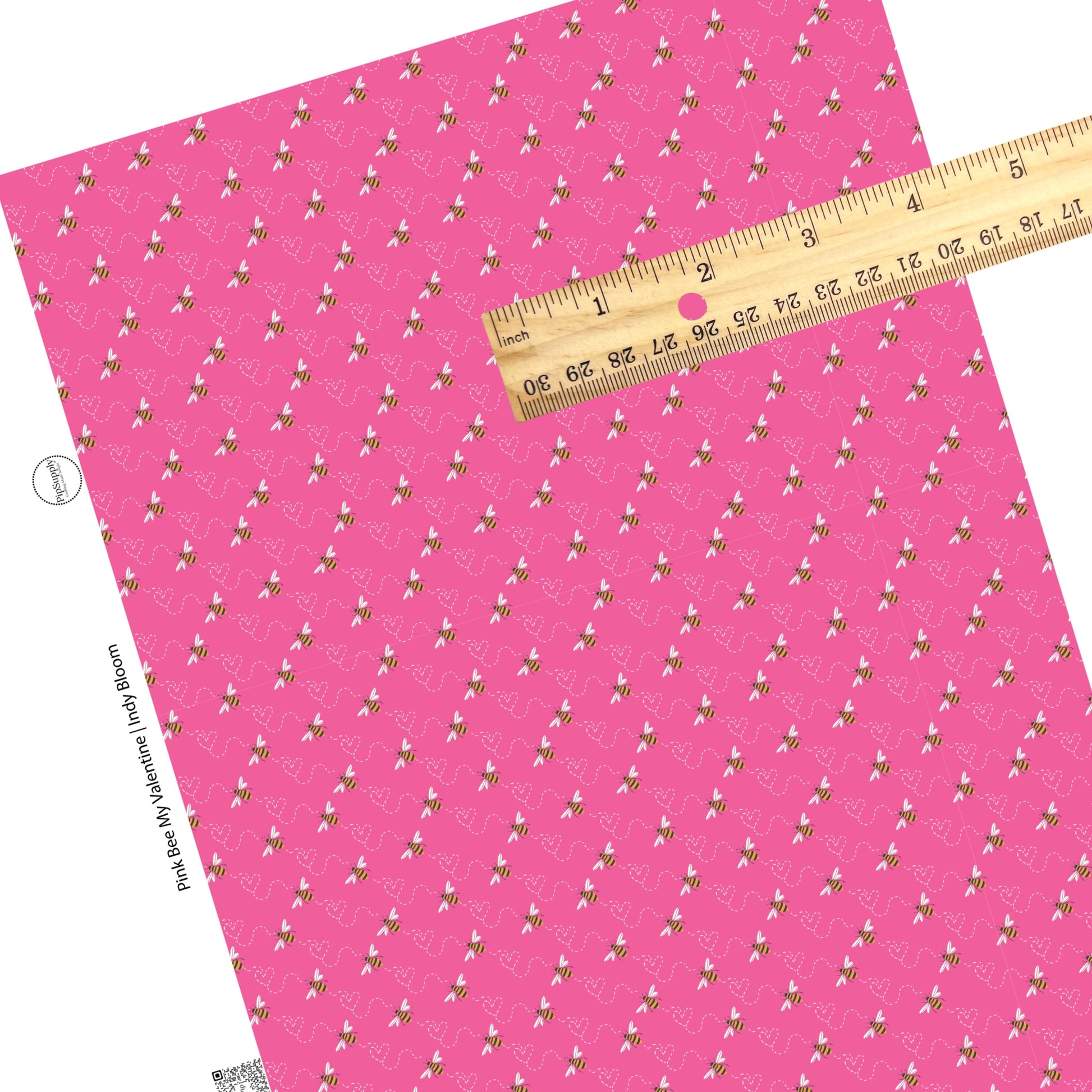 These Valentine's pattern themed faux leather sheets contain the following design elements: small bees and white hearts on pink. Our CPSIA compliant faux leather sheets or rolls can be used for all types of crafting projects.