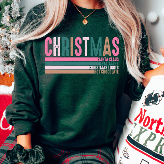 Classic Pink and Green Christmas Activities Iron On Heat Transfer