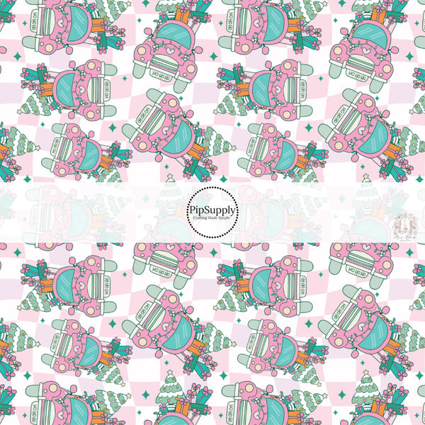 Have a Groovy Christmas Checker Fabric By The Yard
