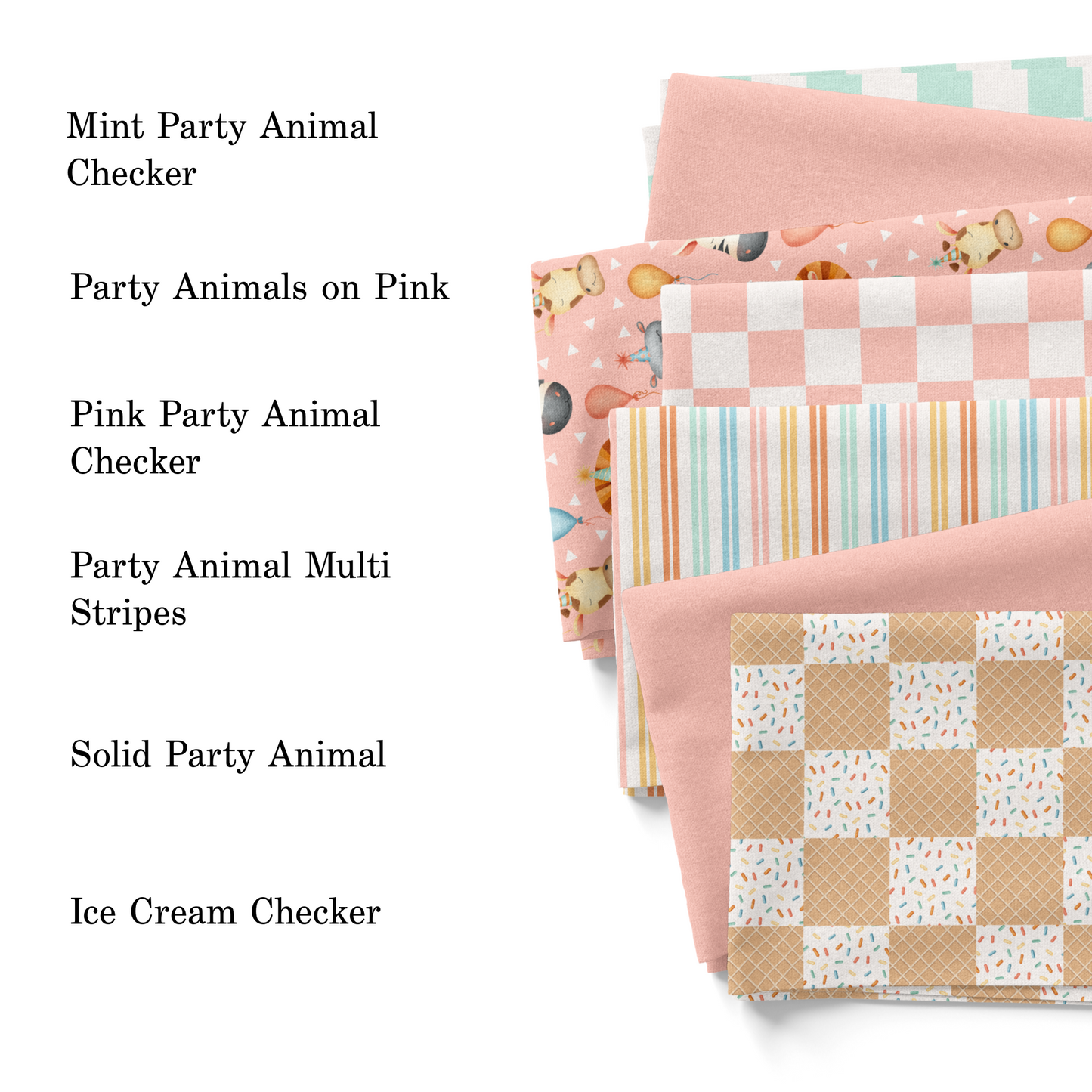 Party Animals on Pink Fabric By The Yard