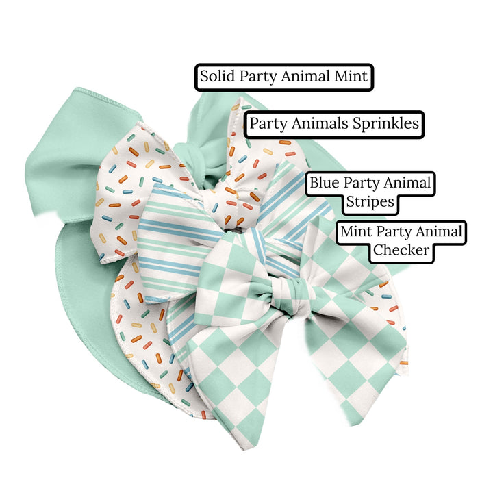 Mint Party Animal Checker Hair Bow Strips