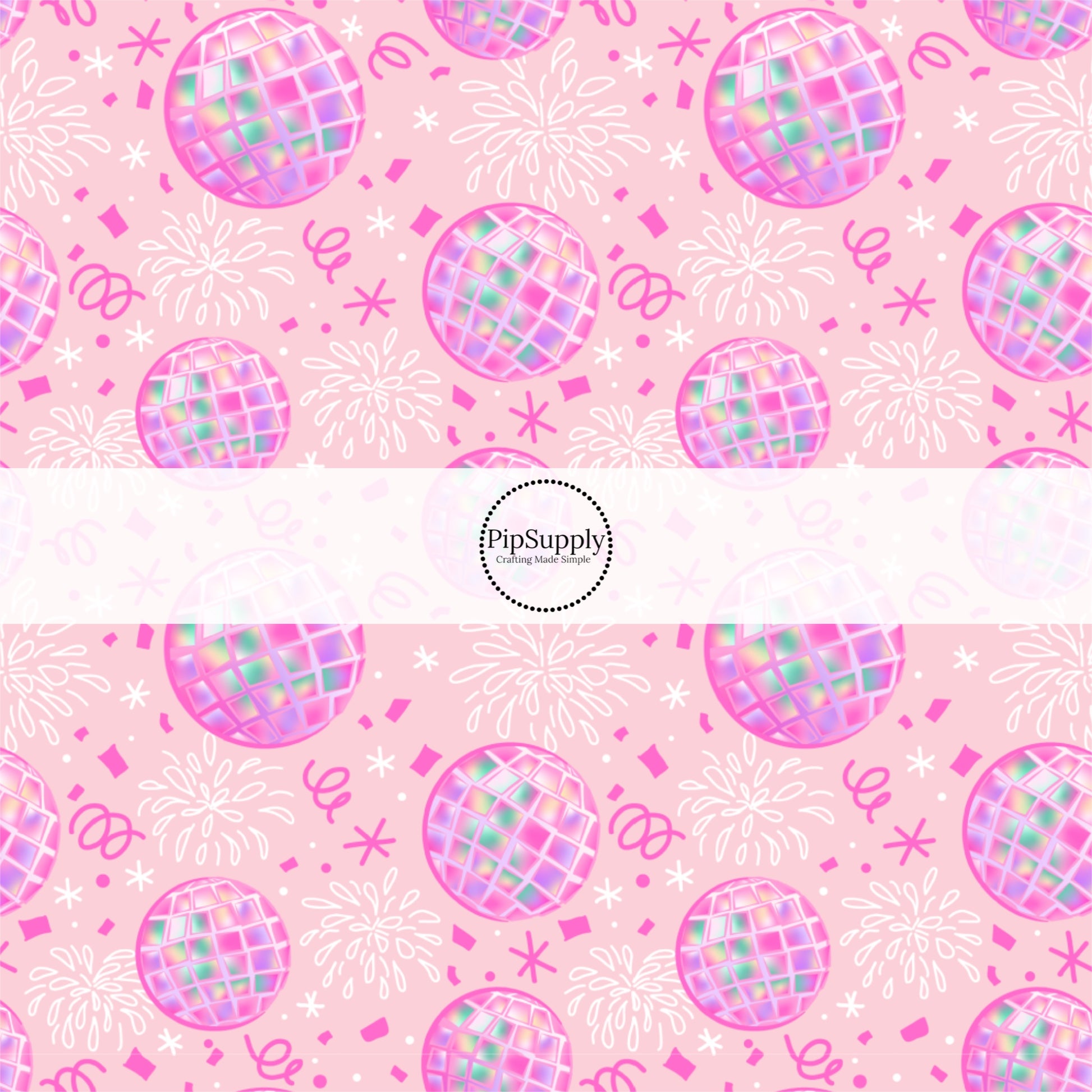 Disco Fabric By The Yard - Pink Disco Party Fabric - New Years
