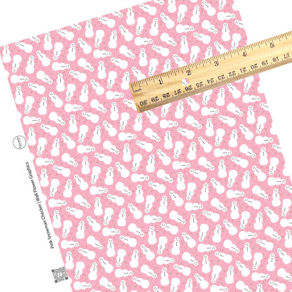 These holiday themed faux leather sheets contain the following design elements: snowman on pink checkered pattern. Our CPSIA compliant faux leather sheets or rolls can be used for all types of crafting projects.