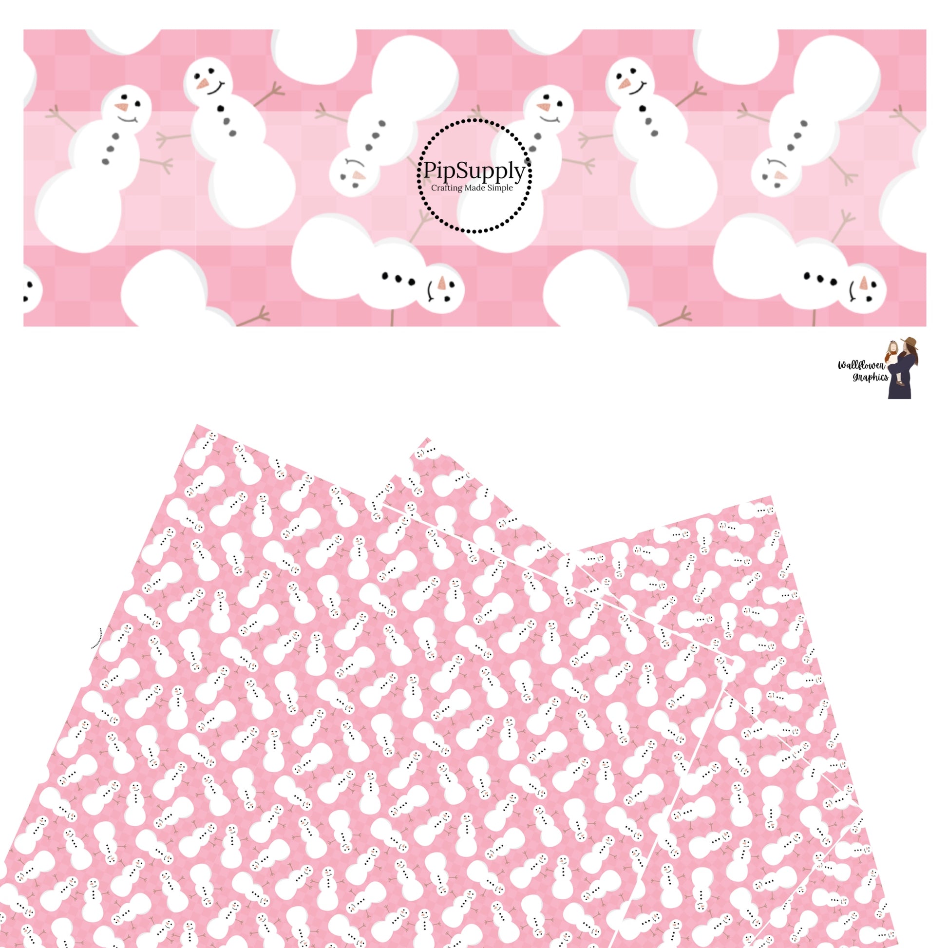 These holiday themed faux leather sheets contain the following design elements: snowman on pink checkered pattern. Our CPSIA compliant faux leather sheets or rolls can be used for all types of crafting projects.