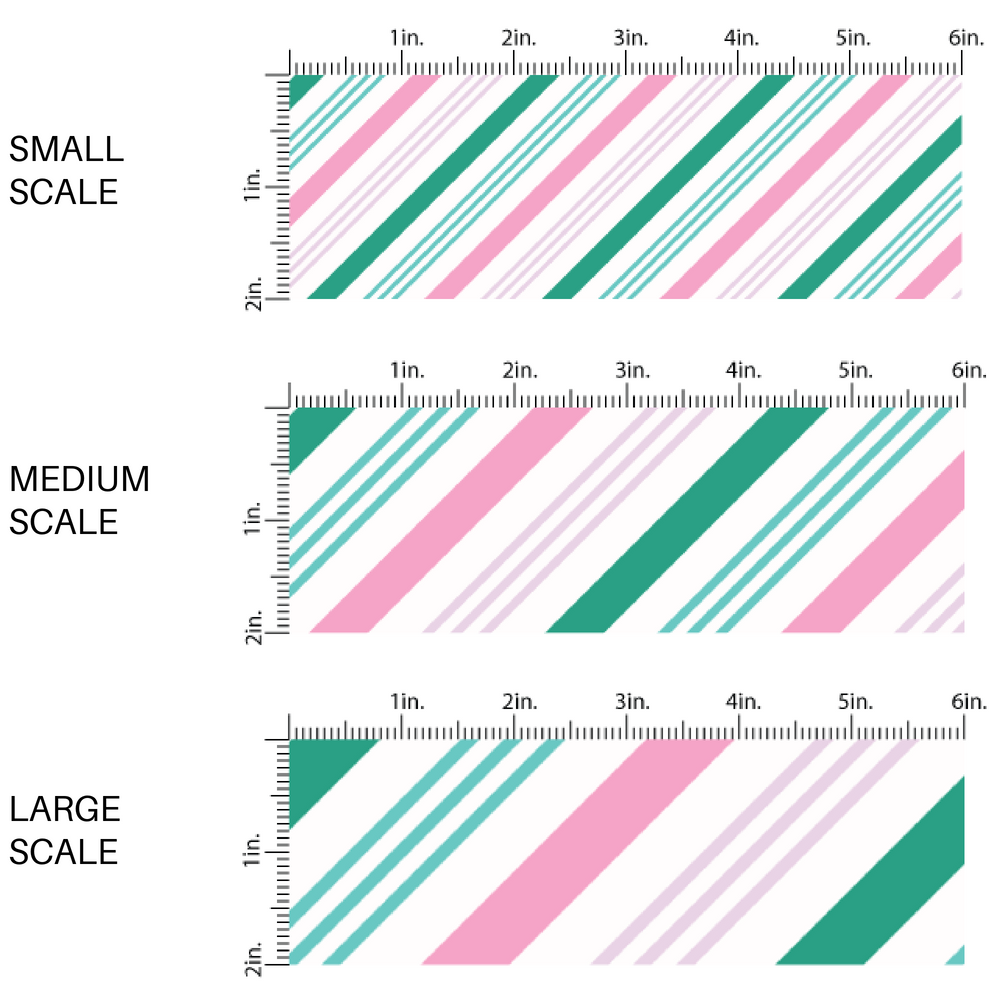White fabric by the yard scaled image guide with green and pink diagonal stripes.