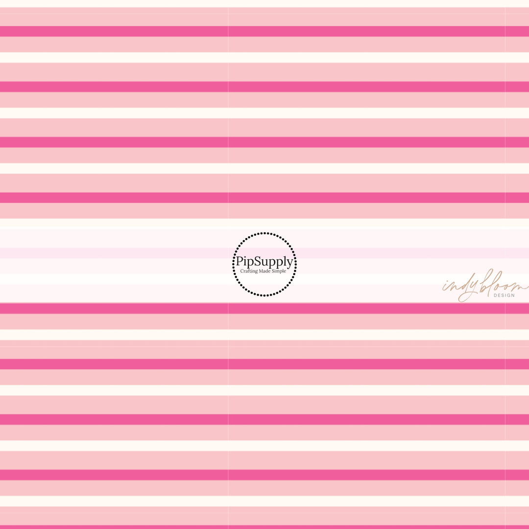 Pink and Cream Striped Peachy Pink Fabric by the Yard