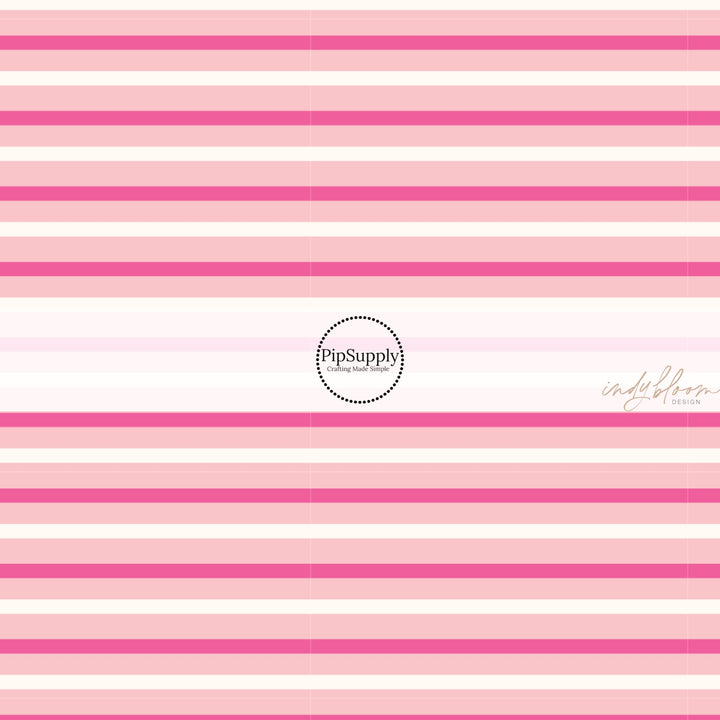 Pink and Cream Striped Peachy Pink Fabric by the Yard