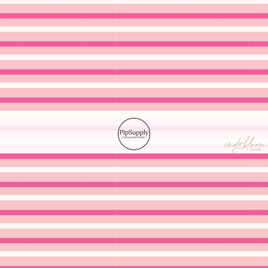 Pink and Cream Striped Peachy Pink Fabric by the Yard