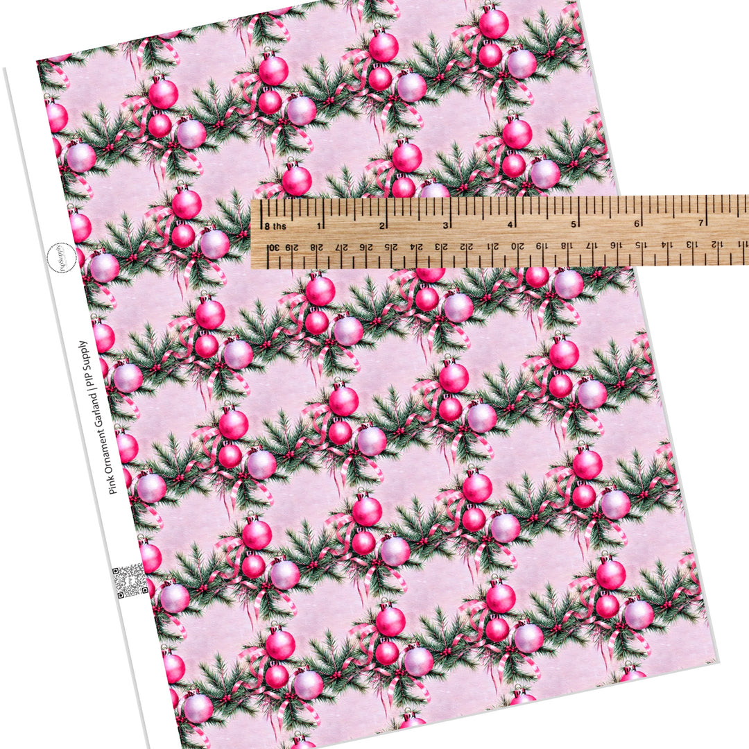 Pink Ornament Garland Faux Leather Sheets