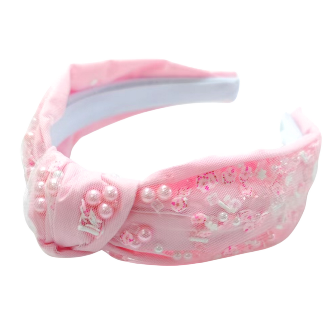 Pink Pearl Shaker Knotted Headband