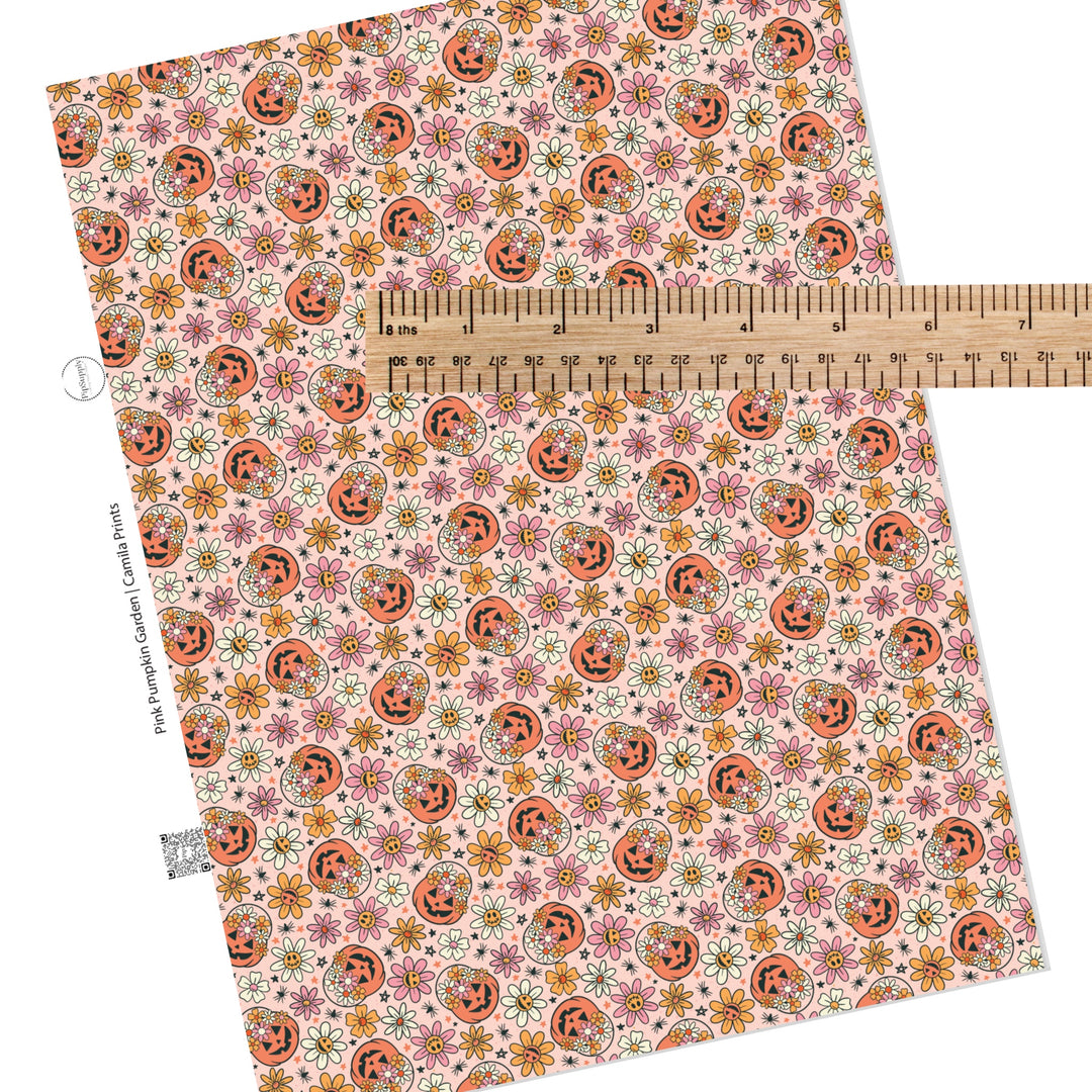 Pink Pumpkin Garden Faux Leather Sheets