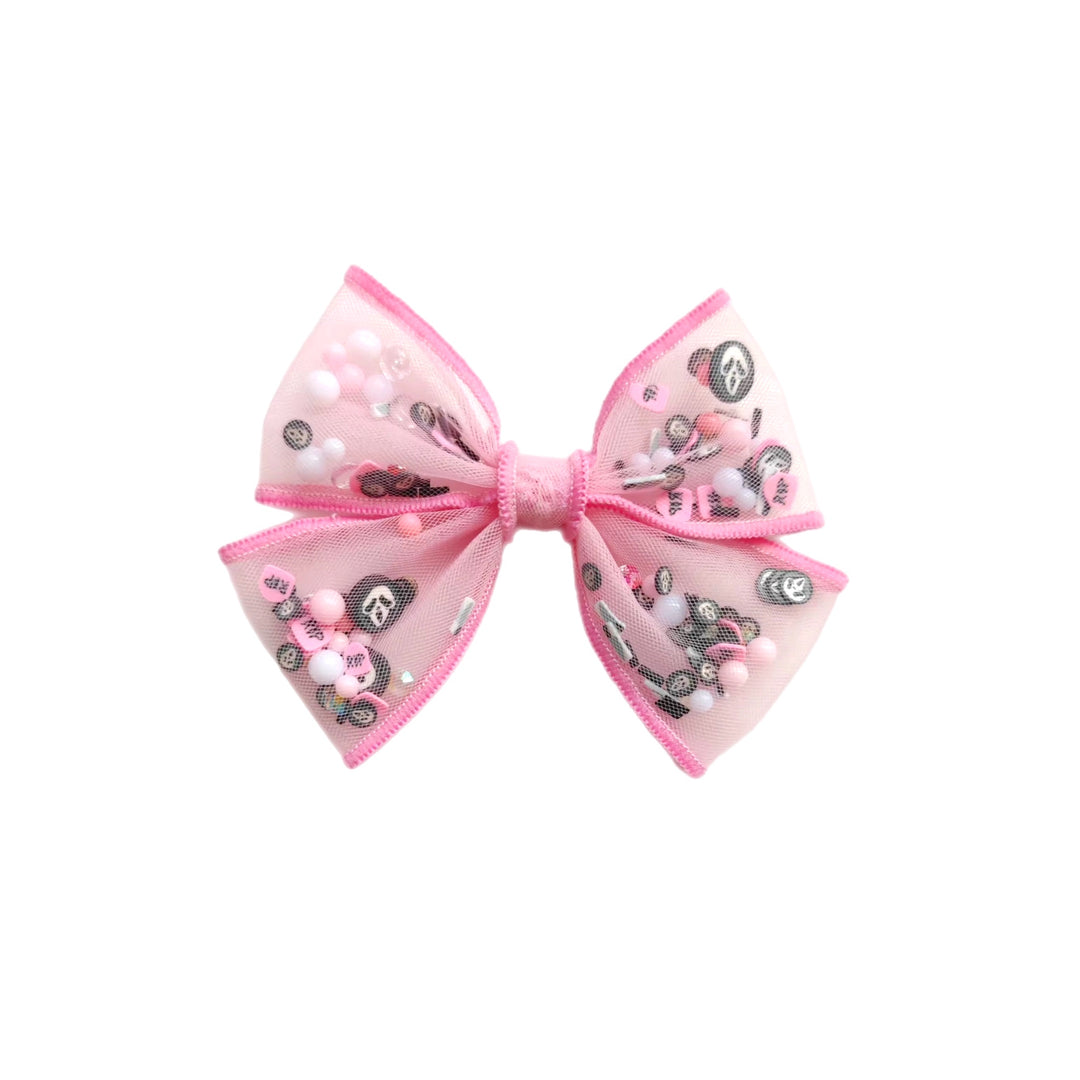 Pink Scream Shaker Pinwheel Bow w/ Clip
