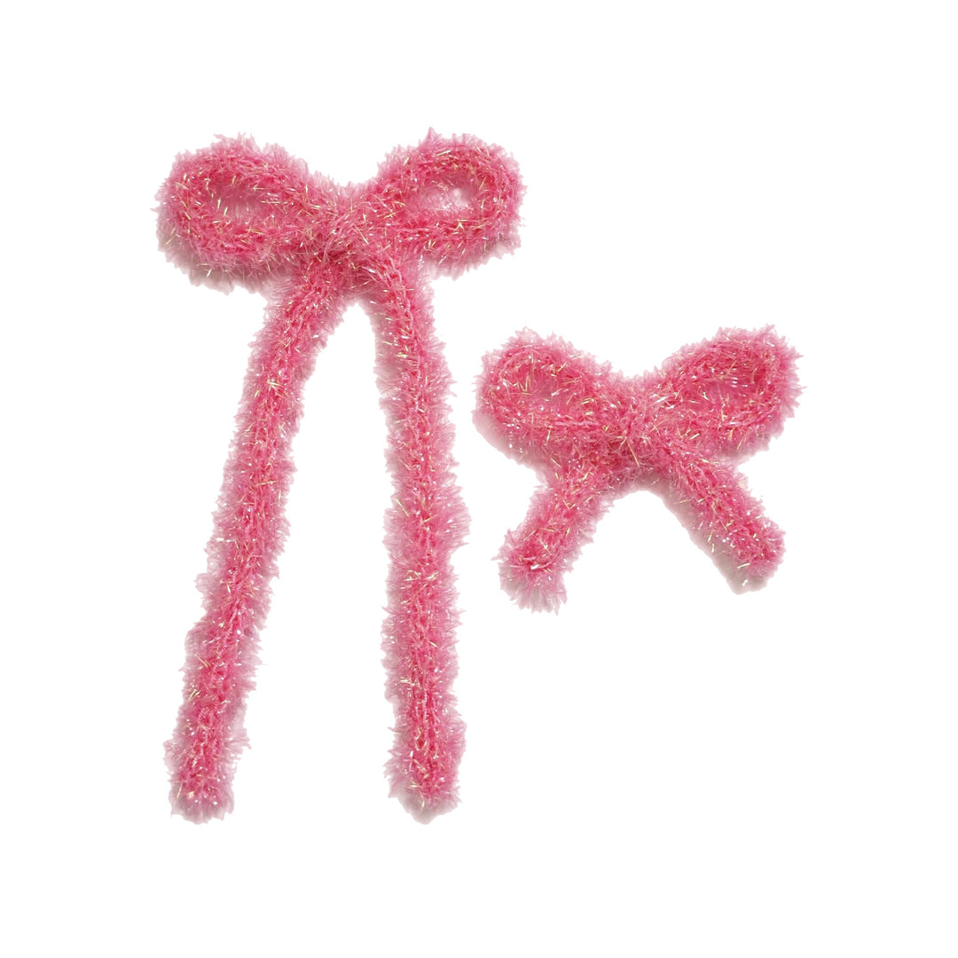Pink Tinsel Dainty Simple Hair Bow w/Clip