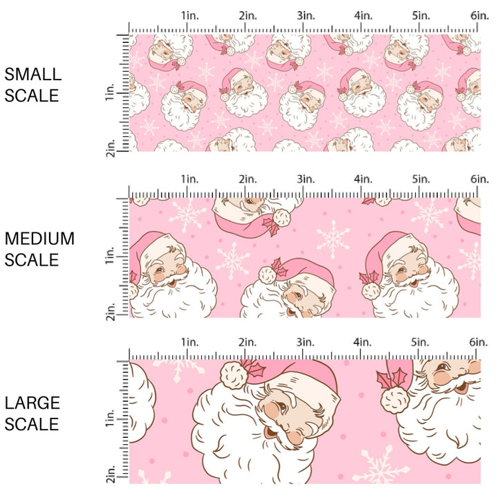 Pink Traditional Christmas Santa Fabric By The Yard