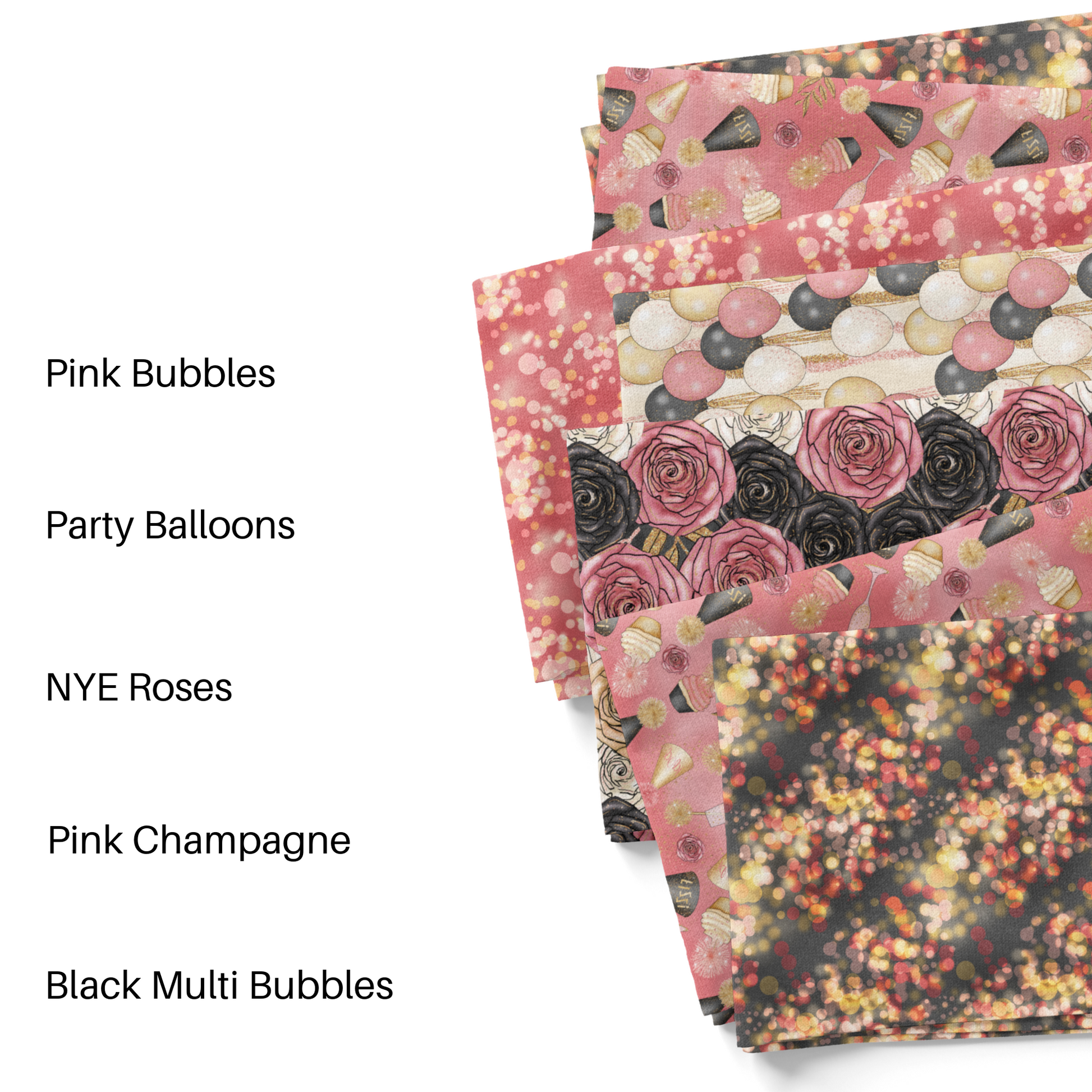 Pip Supply Pink New years fabric by the yard swatches.