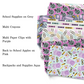 Pixel garden back to school collection fabric swatch with purple color themes.